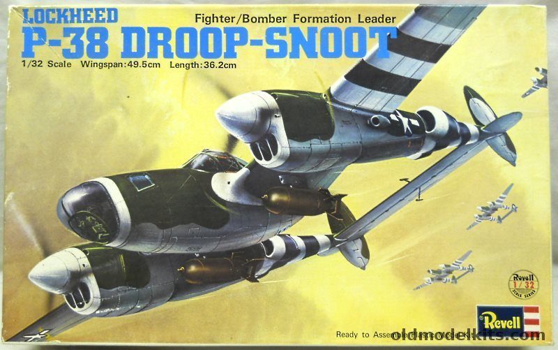 Revell 1/32 Lockheed P-38J Droop-Snoot Japan Issue, H262 plastic model kit